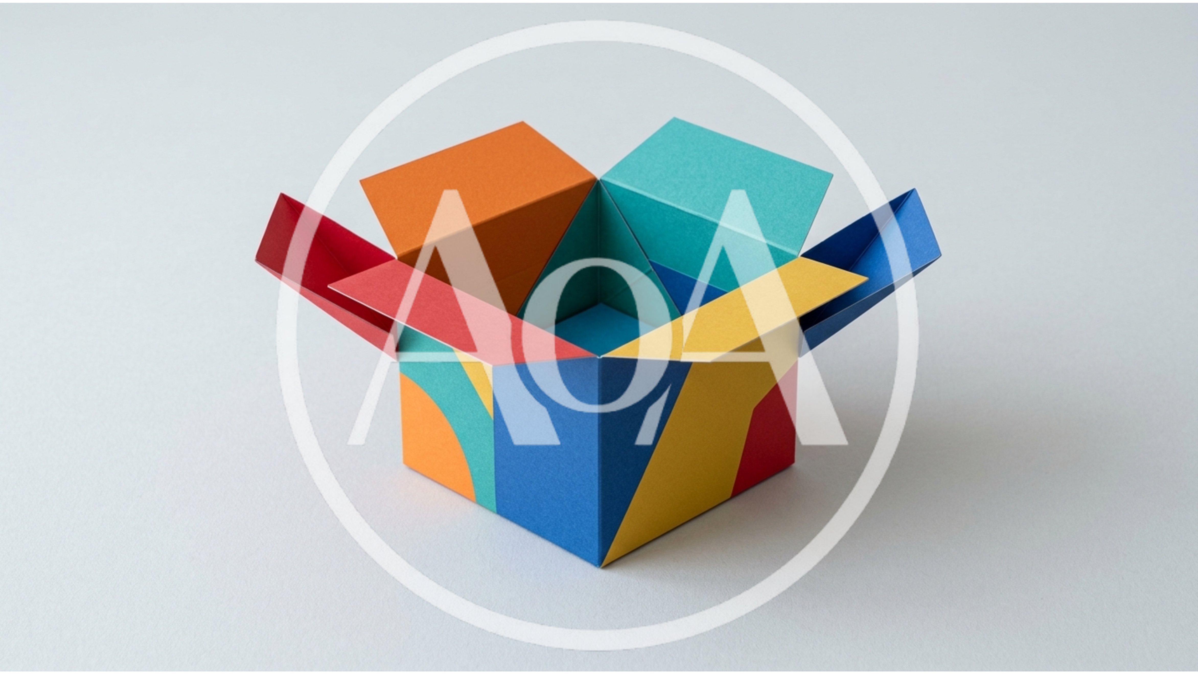 Colorful Paper Box With Open Flaps