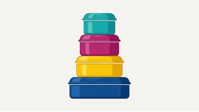 Stacked Colorful Plastic Food Storage Containers