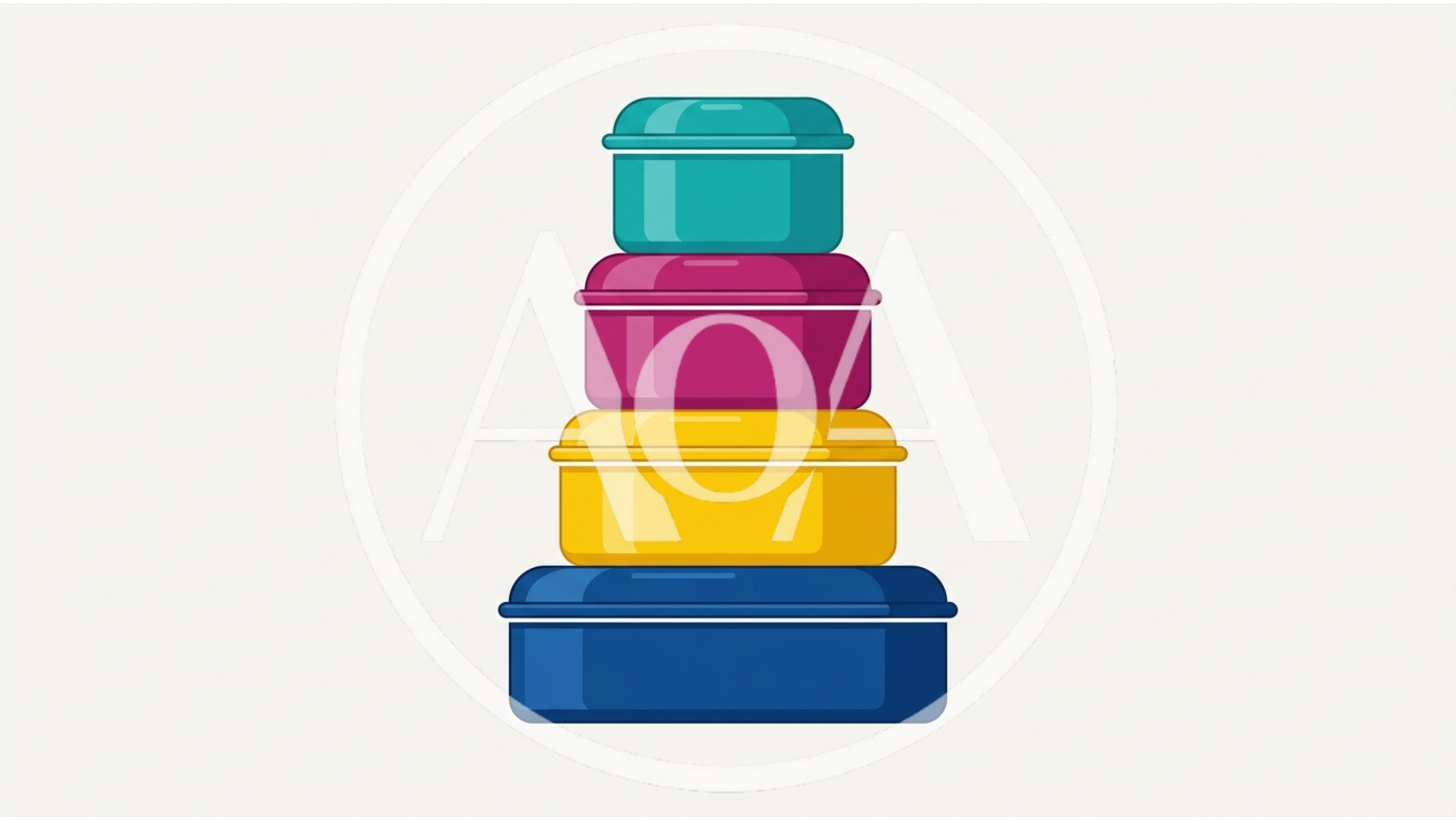 Stacked Colorful Plastic Food Storage Containers