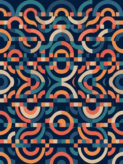 Abstract Geometric Pattern With Interlocking Arcs And Circles