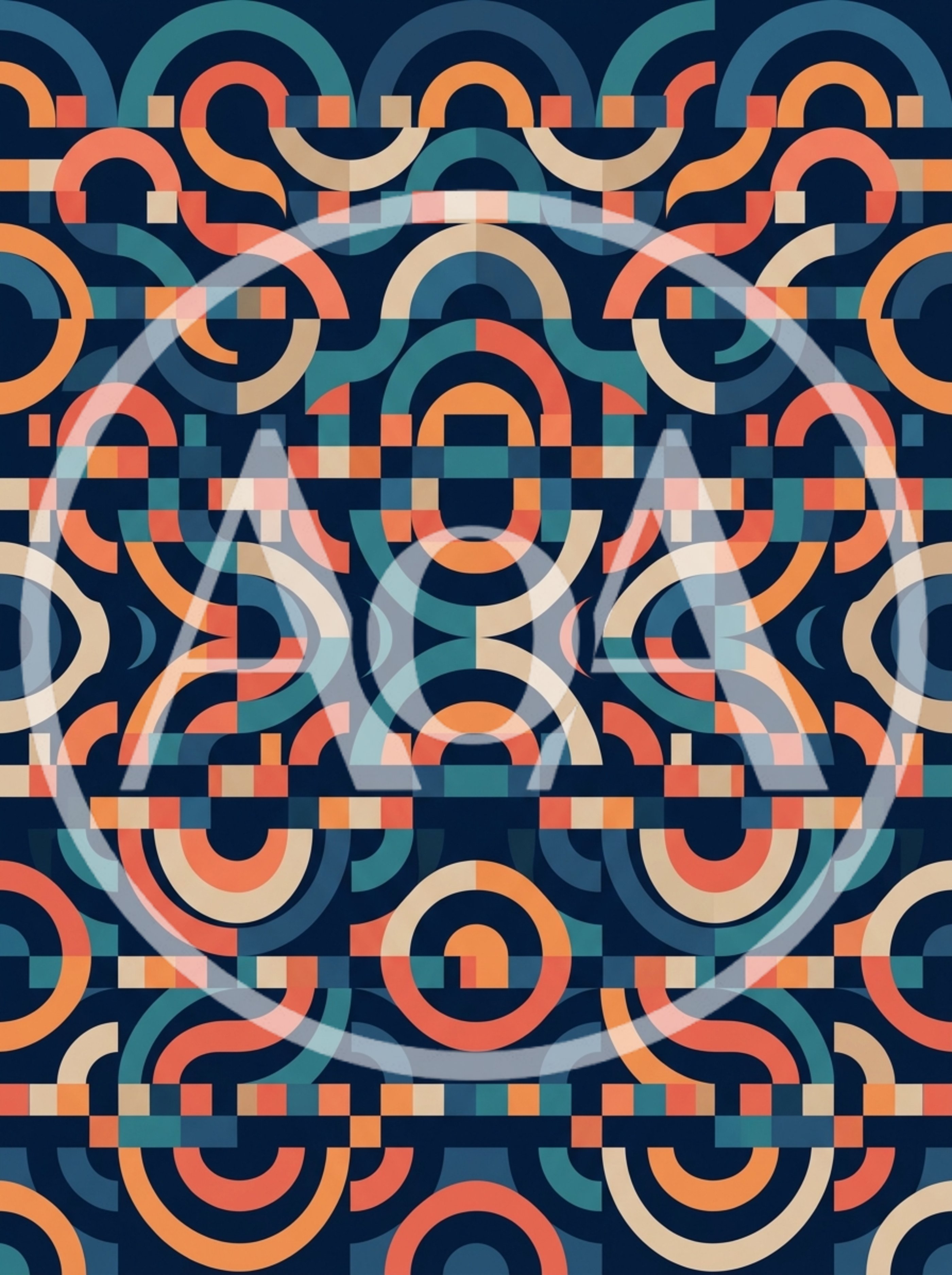Abstract Geometric Pattern With Interlocking Arcs And Circles