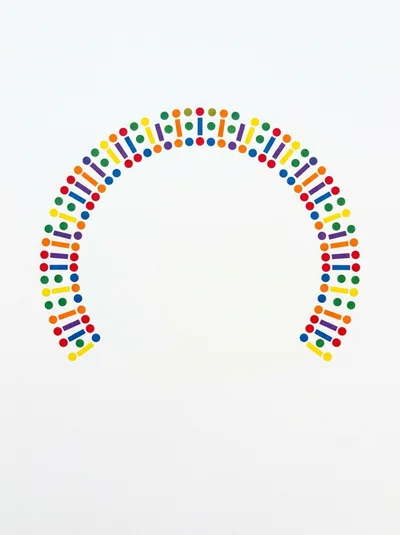 Abstract Rainbow Colored Geometric Pattern In An Arch