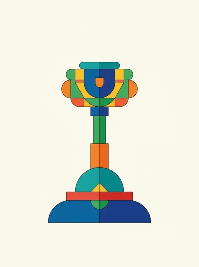 Abstract Geometric Chalice Illustration In Flat Design Style