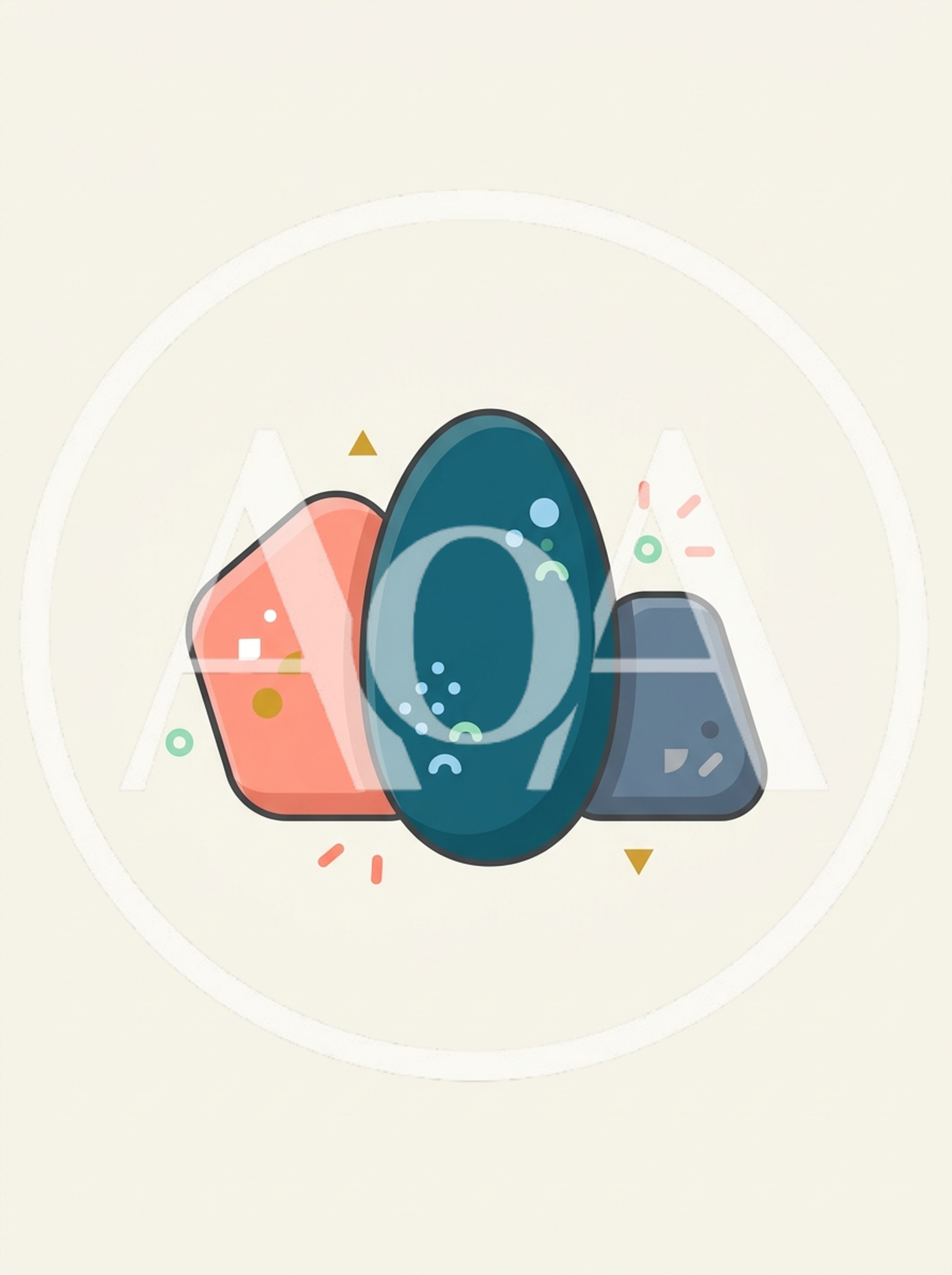 Minimalist Illustration Of Three Abstract Colorful Stones