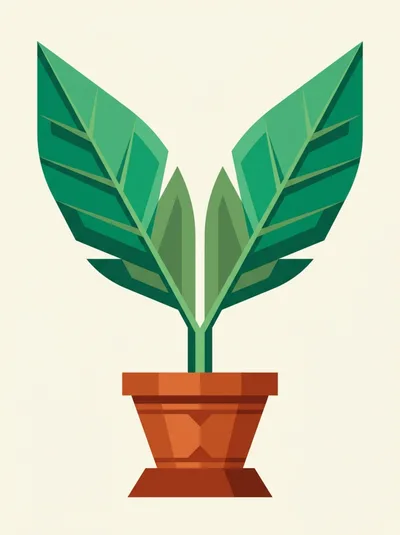 Minimalist Vector Illustration Of A Potted Plant