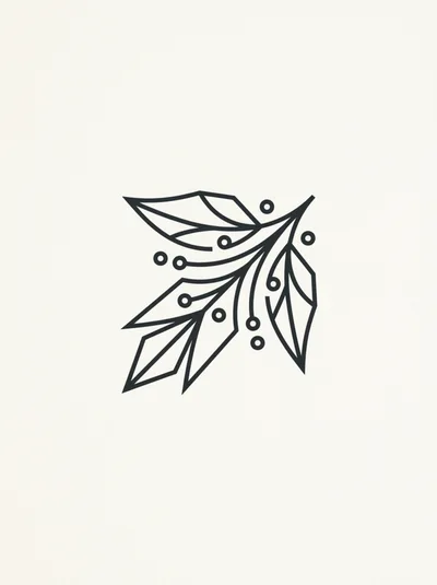 Minimalist Geometric Holly Leaf Illustration