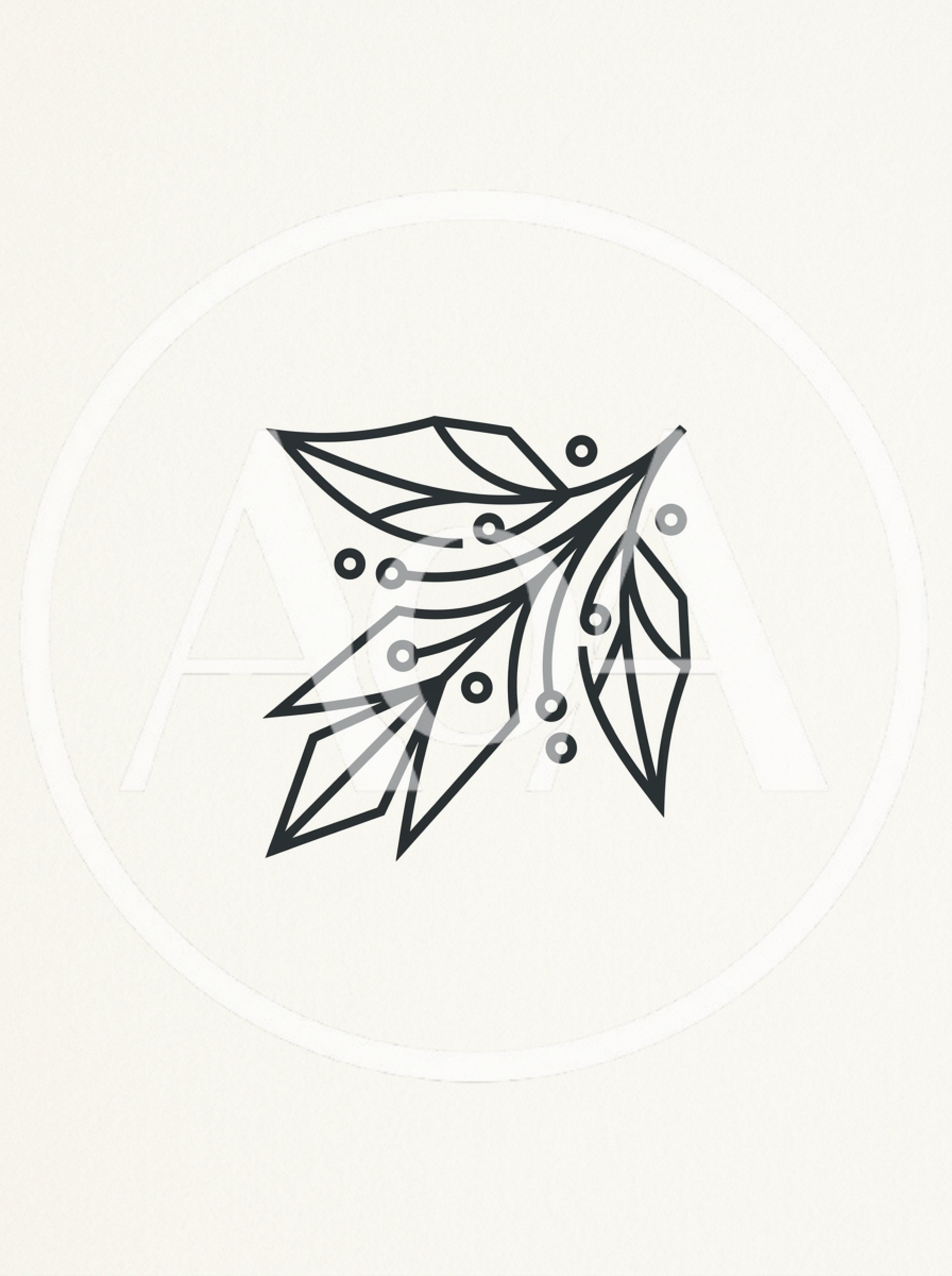 Minimalist Geometric Holly Leaf Illustration