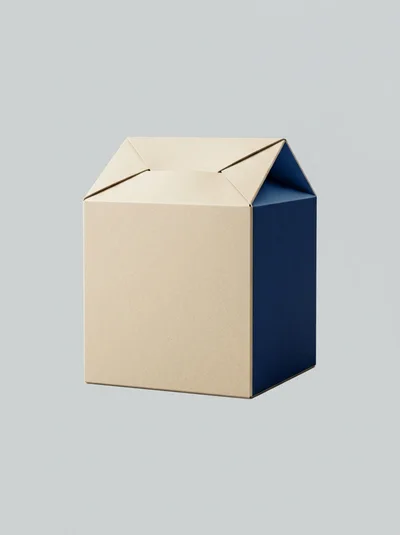 Minimalist Beige and Blue Cardboard Milk Carton Mockup