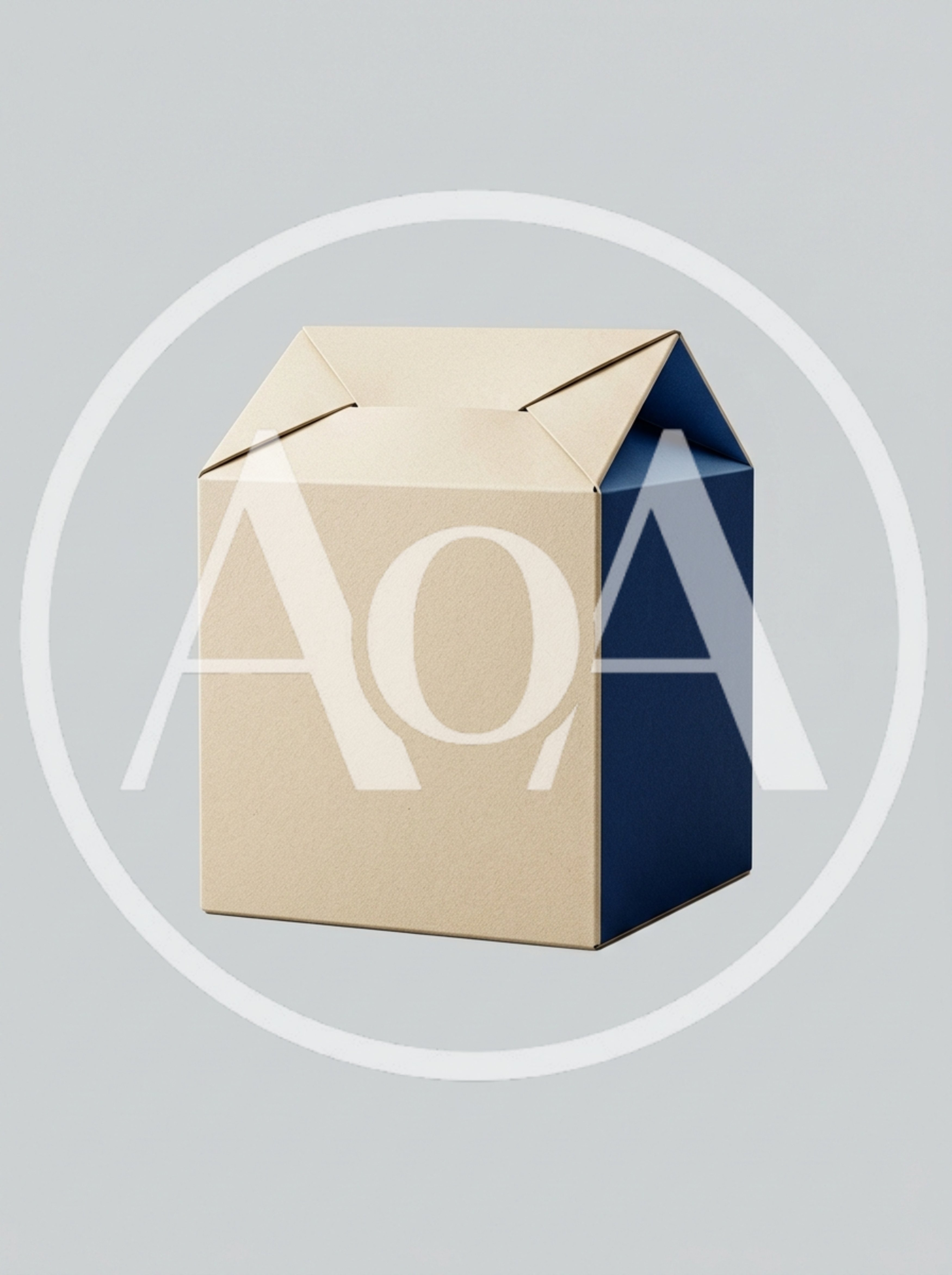 Minimalist Beige and Blue Cardboard Milk Carton Mockup
