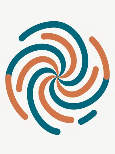 Abstract Spiral Pattern With Teal And Orange Curves