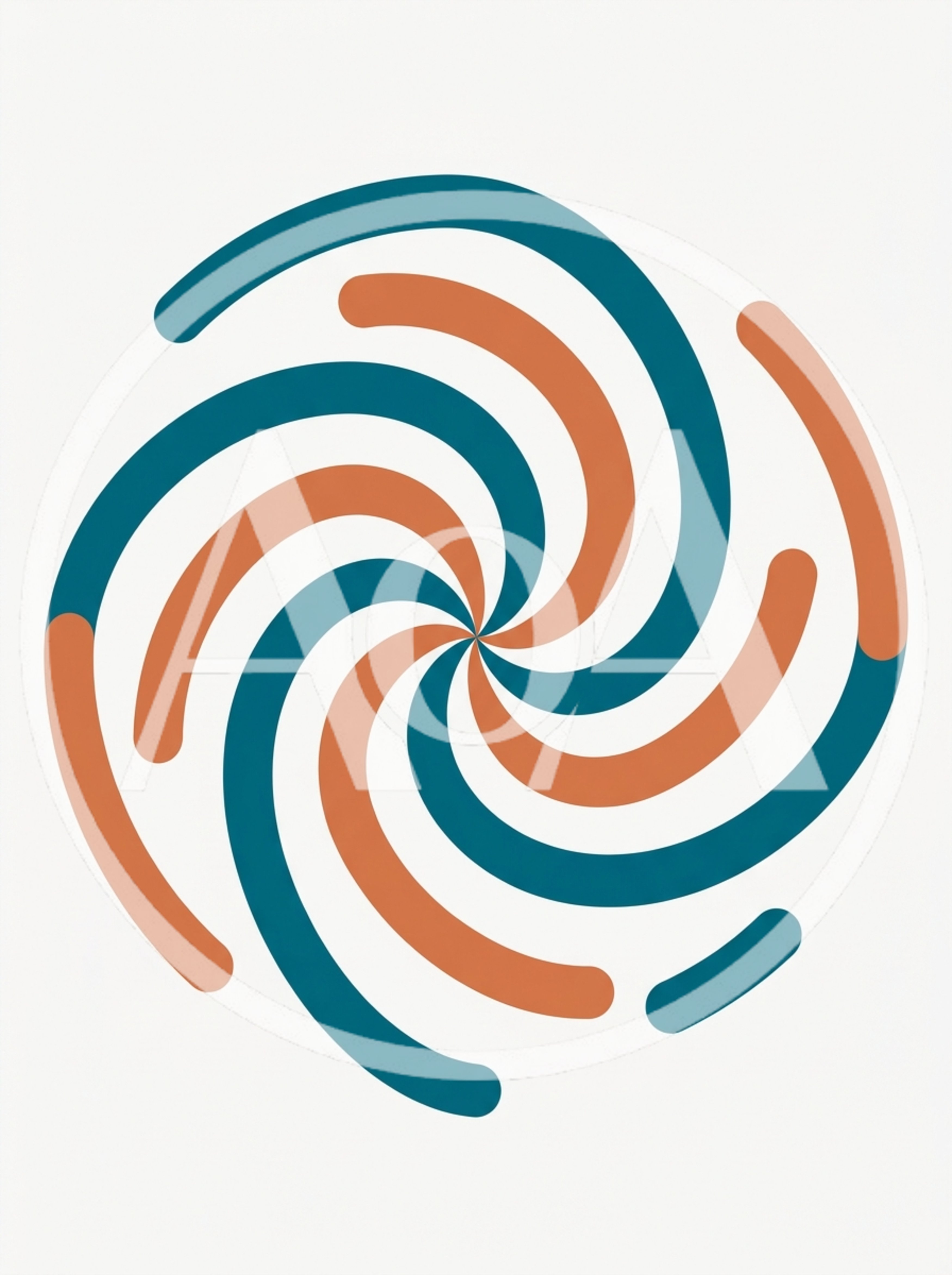 Abstract Spiral Pattern With Teal And Orange Curves