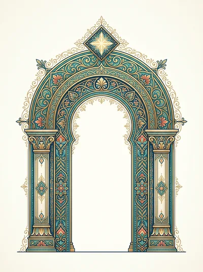 Ornate Islamic Style Decorative Archway Illustration