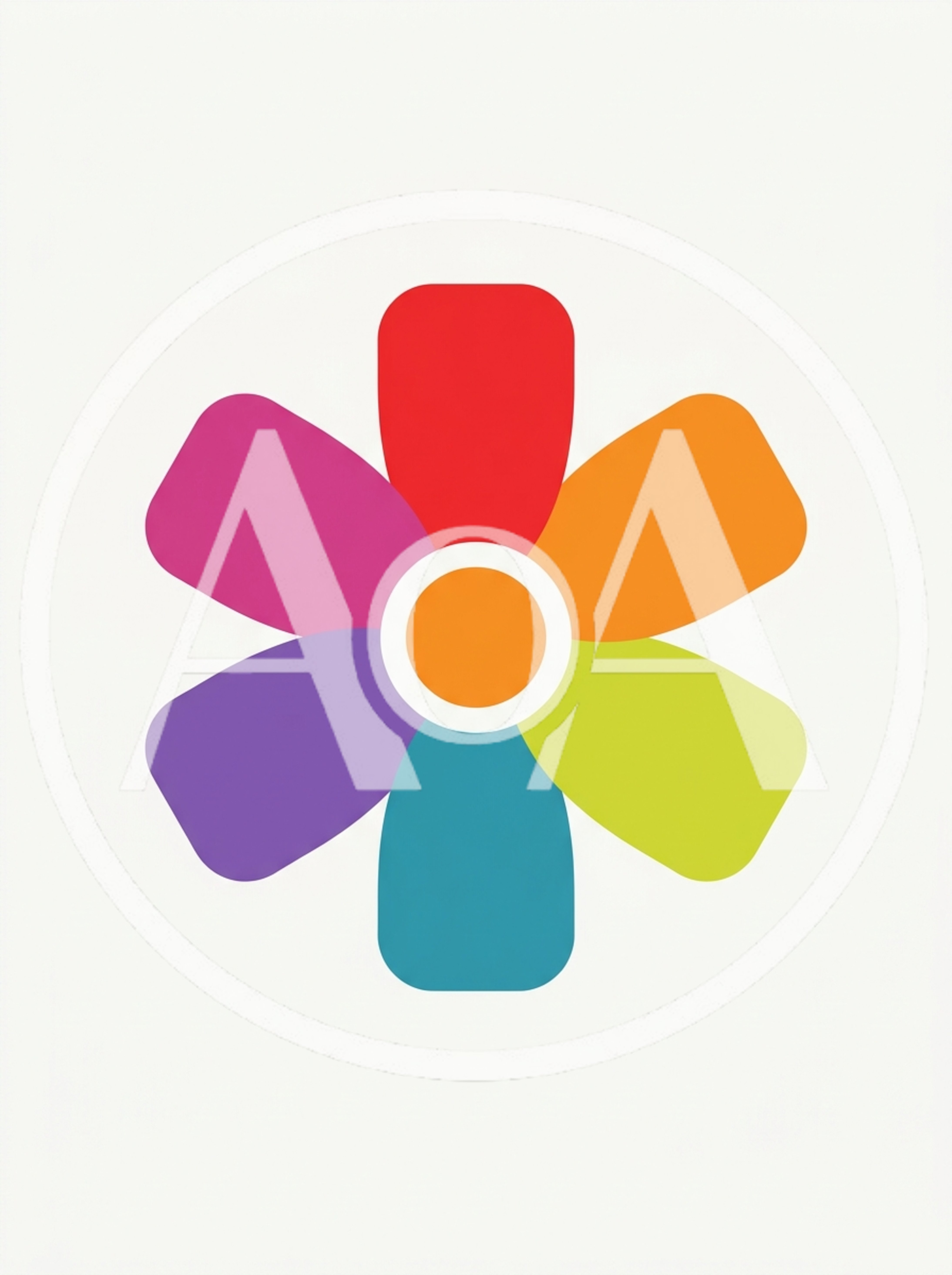 Colorful Six Petal Flower Icon Graphic