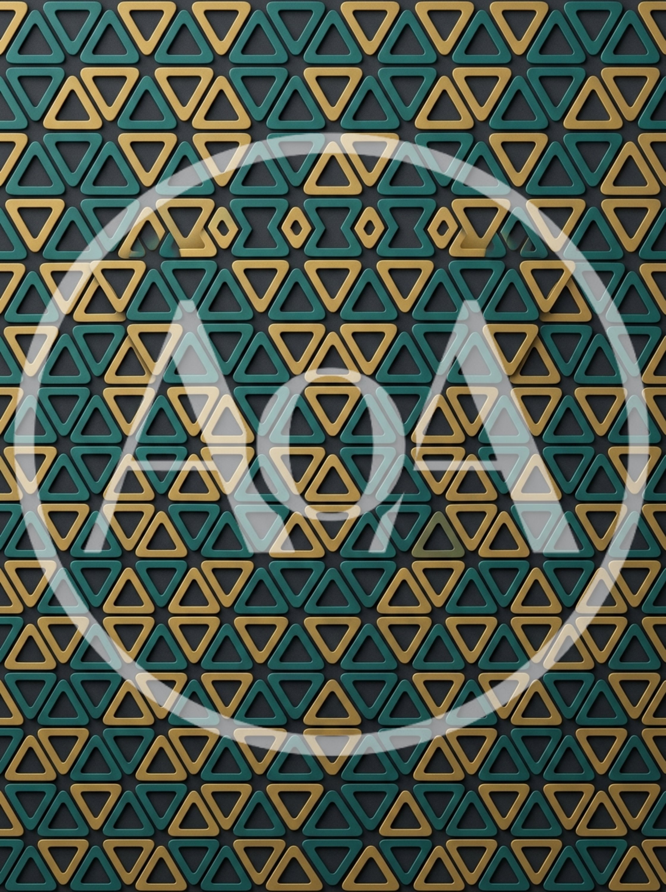 Abstract Geometric Pattern With Gold And Teal Triangles