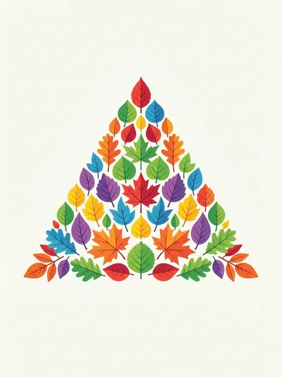Colorful Autumn Leaf Triangle Pattern Illustration