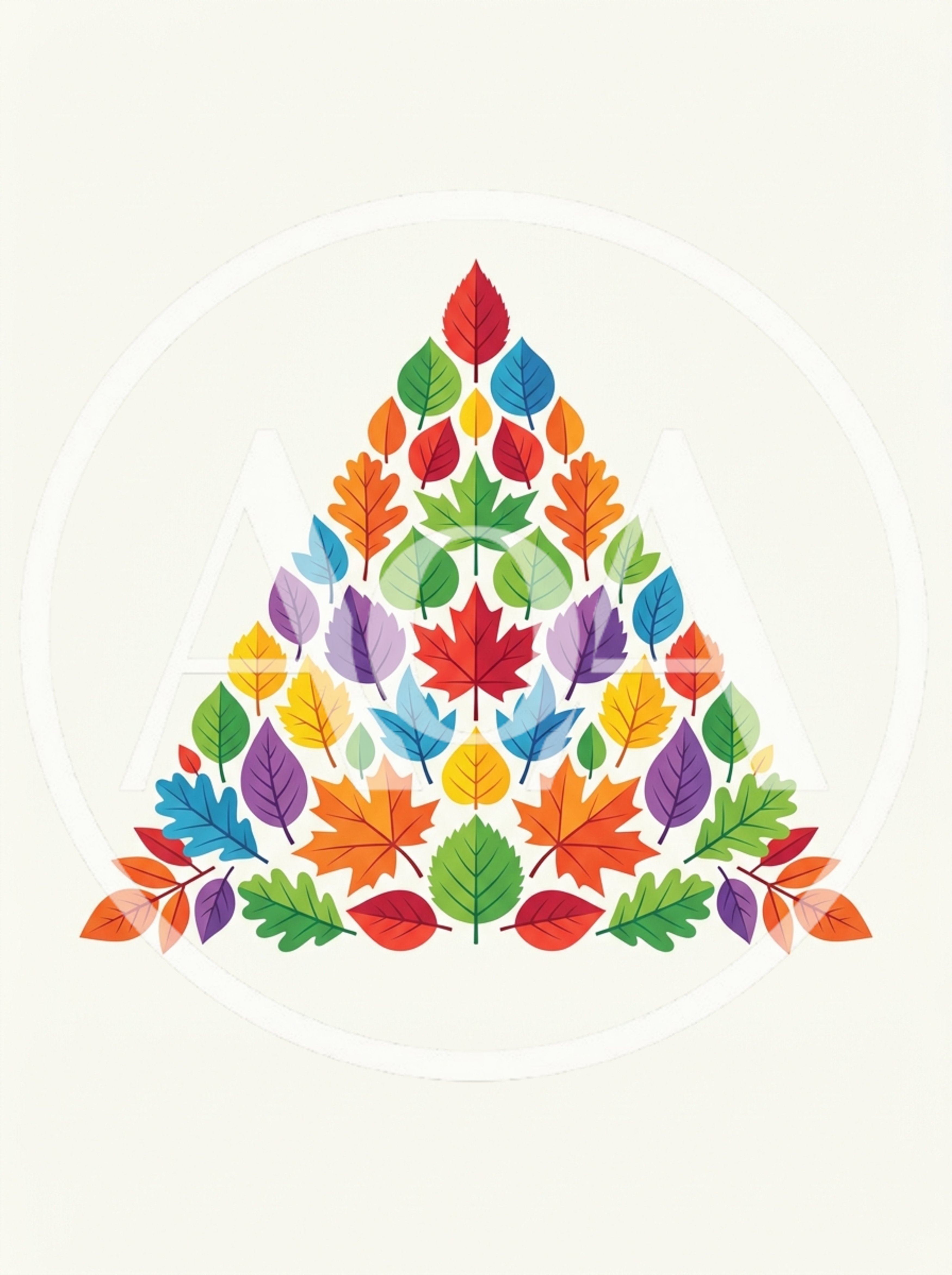 Colorful Autumn Leaf Triangle Pattern Illustration