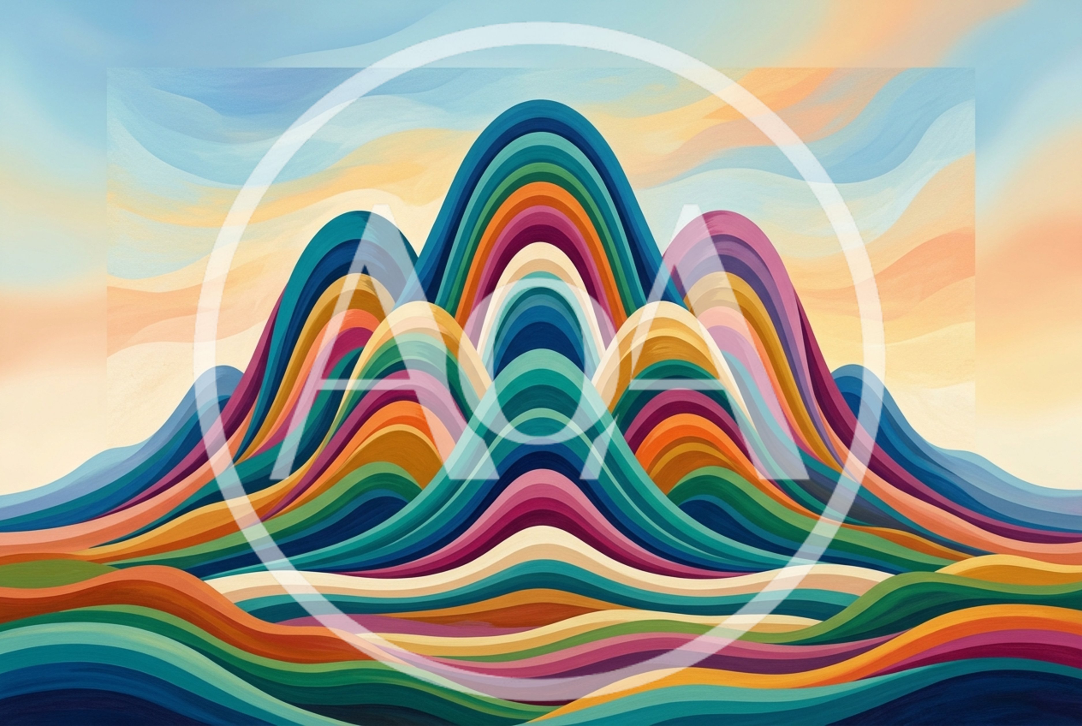 Abstract Colorful Layered Mountain Landscape Illustration
