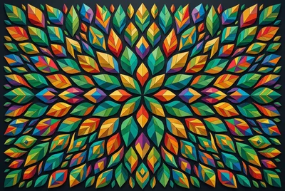 Colorful Geometric Leaf Pattern Art