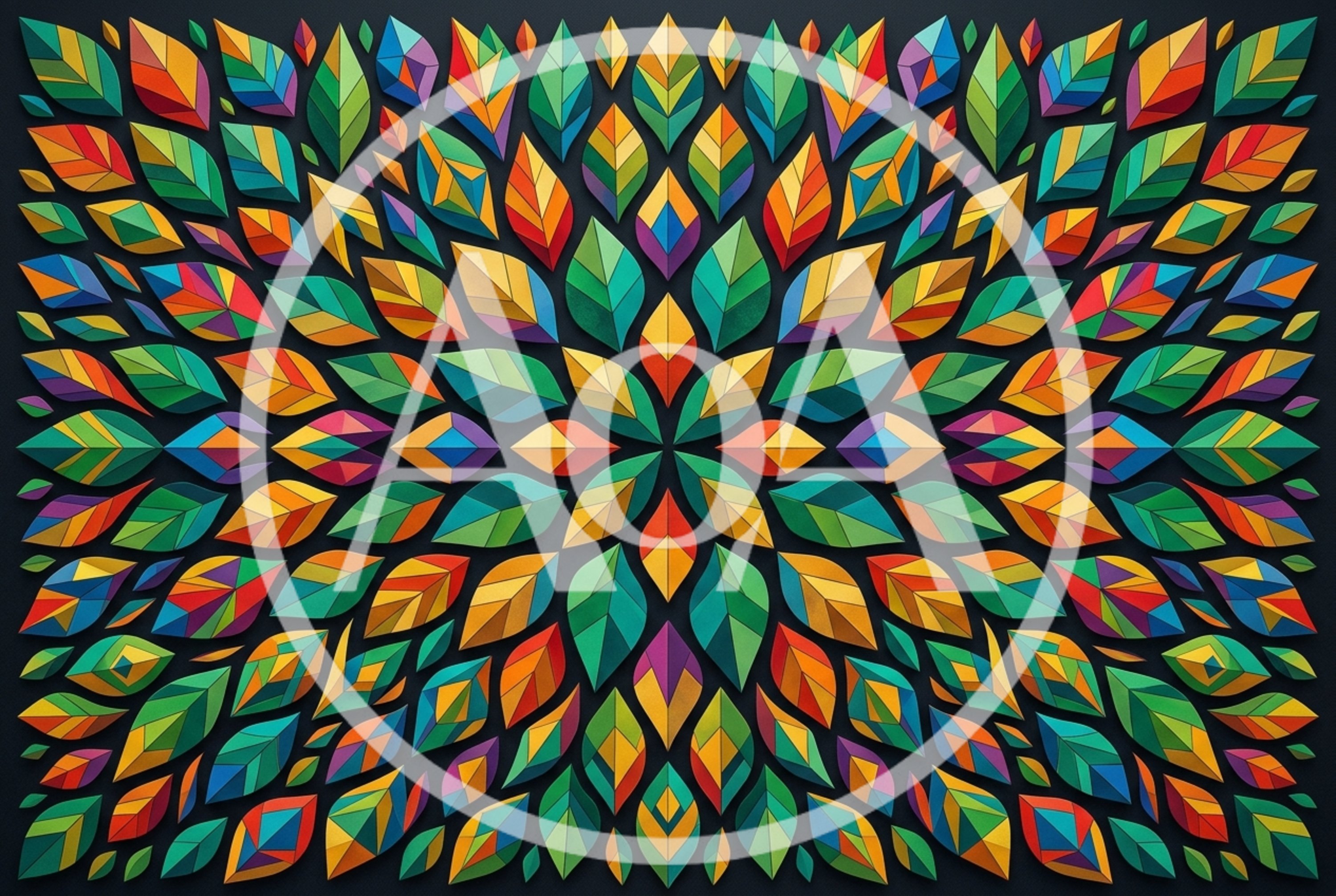 Colorful Geometric Leaf Pattern Art
