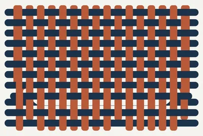 Abstract Woven Pattern With Interlocking Blue And Orange Strips