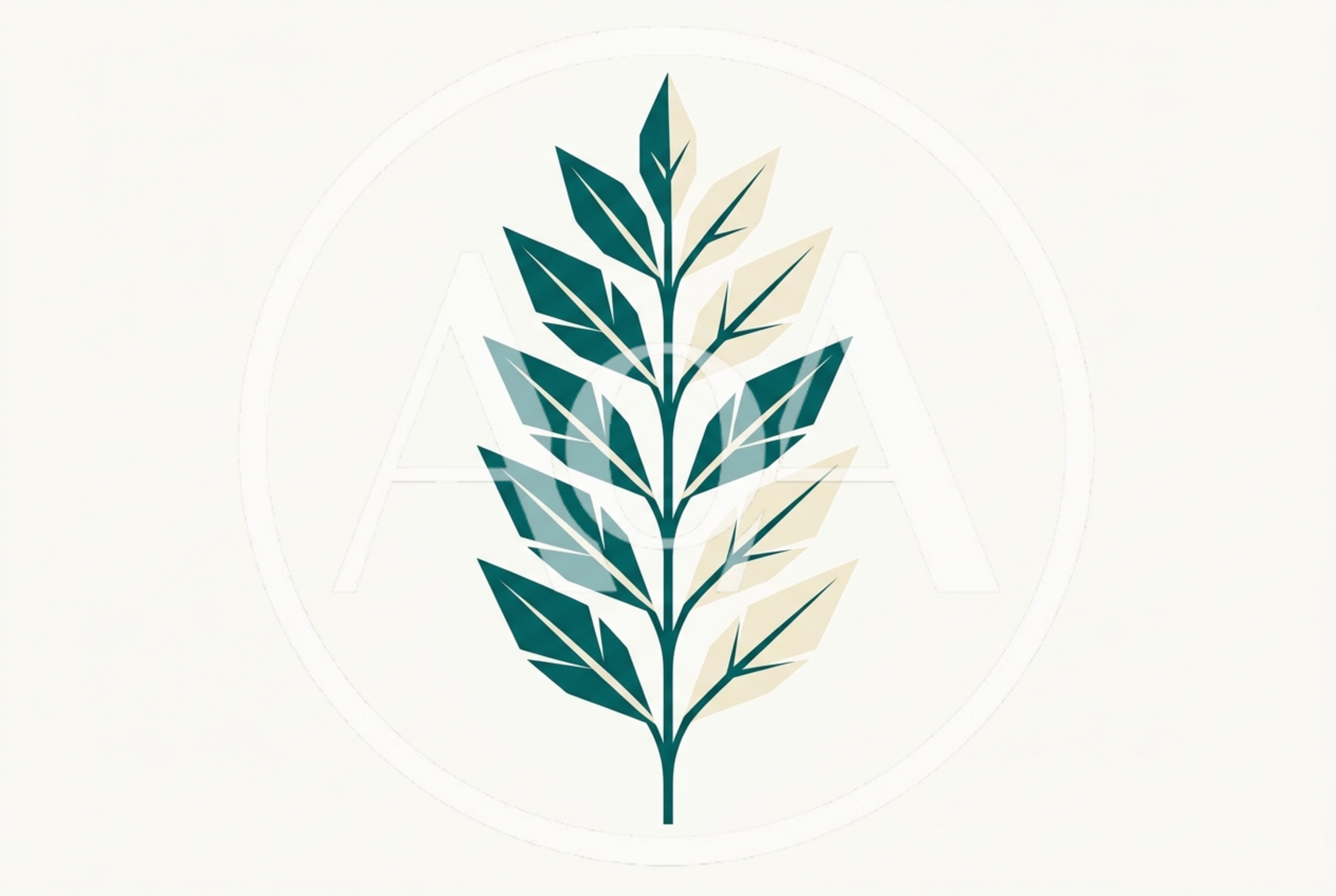 Minimalist Botanical Illustration Of A Symmetrical Leaf Branch
