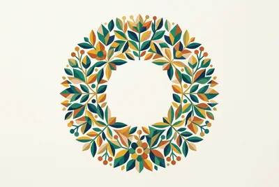 Geometric Floral Wreath Illustration With Autumnal Colors