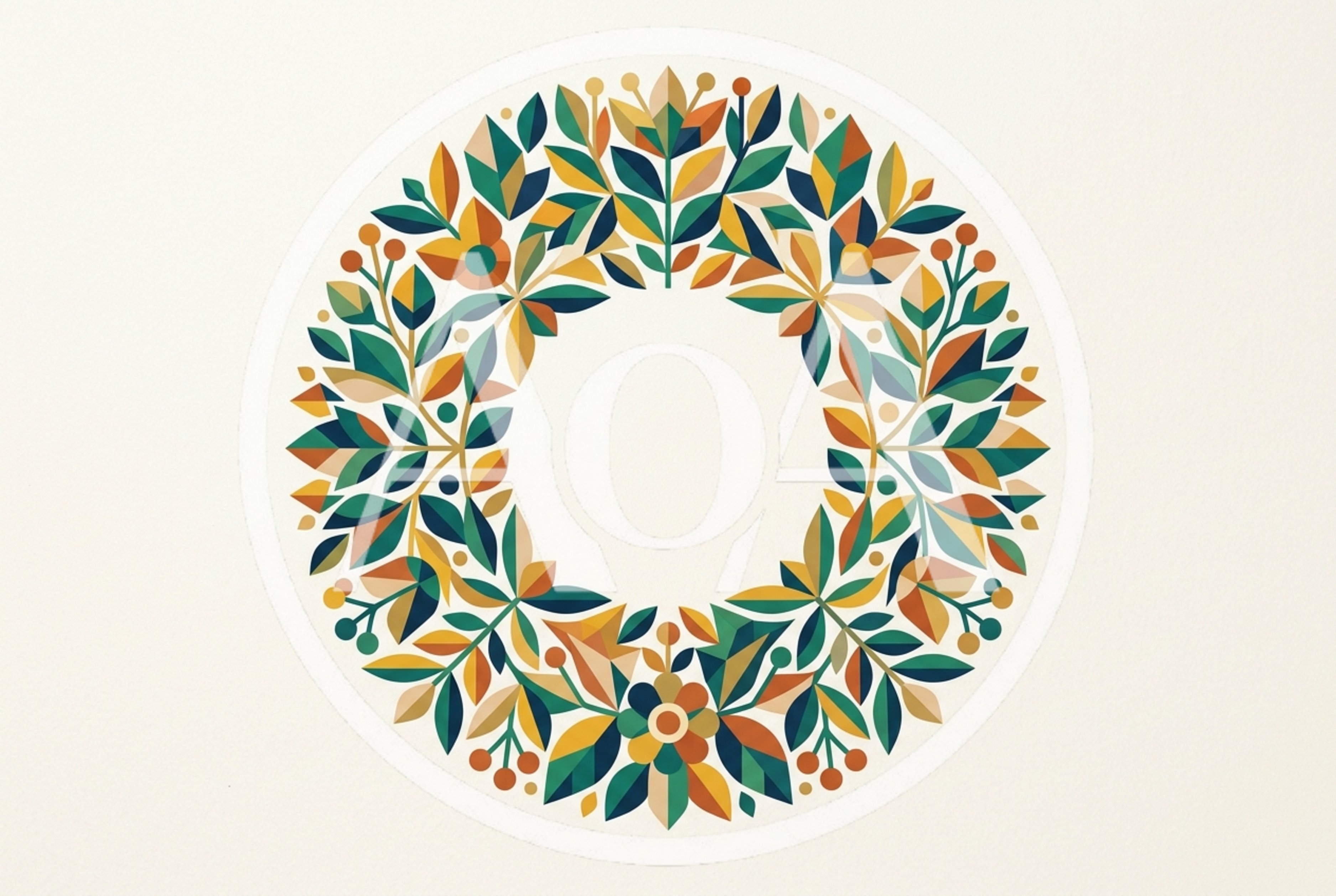 Geometric Floral Wreath Illustration With Autumnal Colors