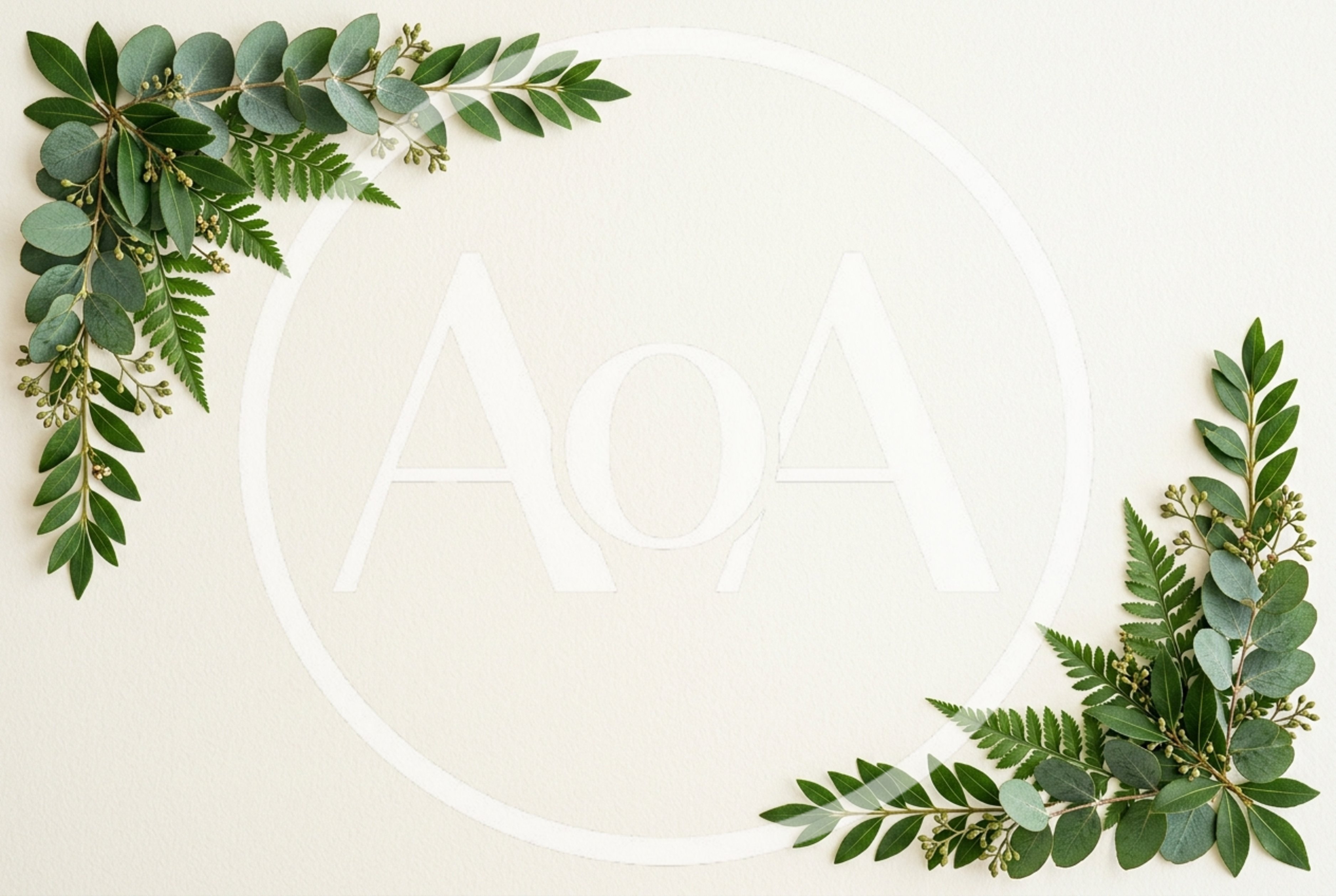 Botanical Corner Frame With Eucalyptus And Fern Leaves