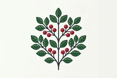 Minimalist Botanical Illustration Of A Coffee Plant