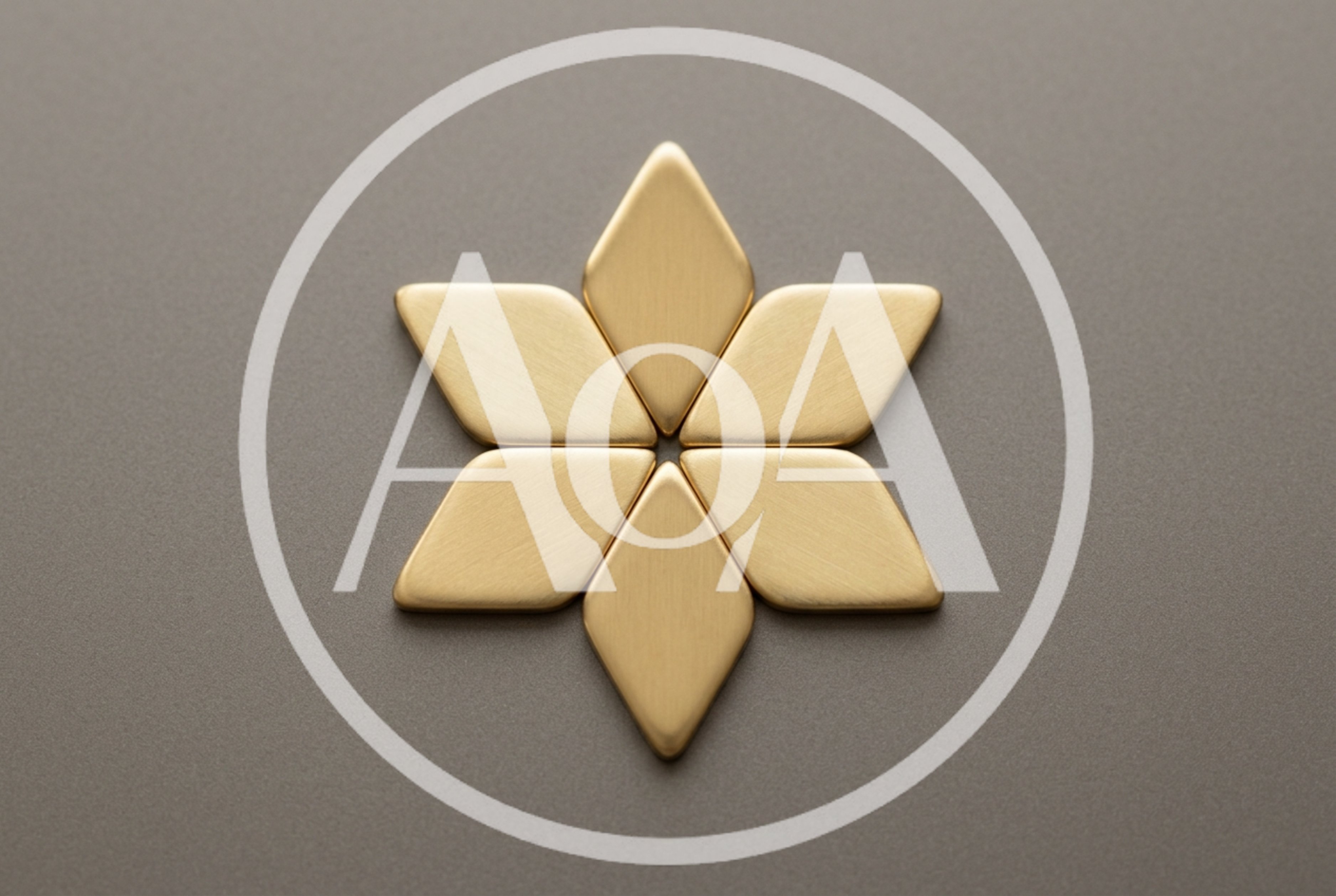 Gold Geometric Star Shape On Grey Background
