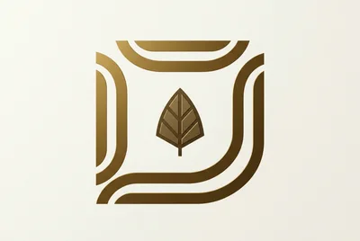 Minimalist Gold Leaf Logo Design On White Background