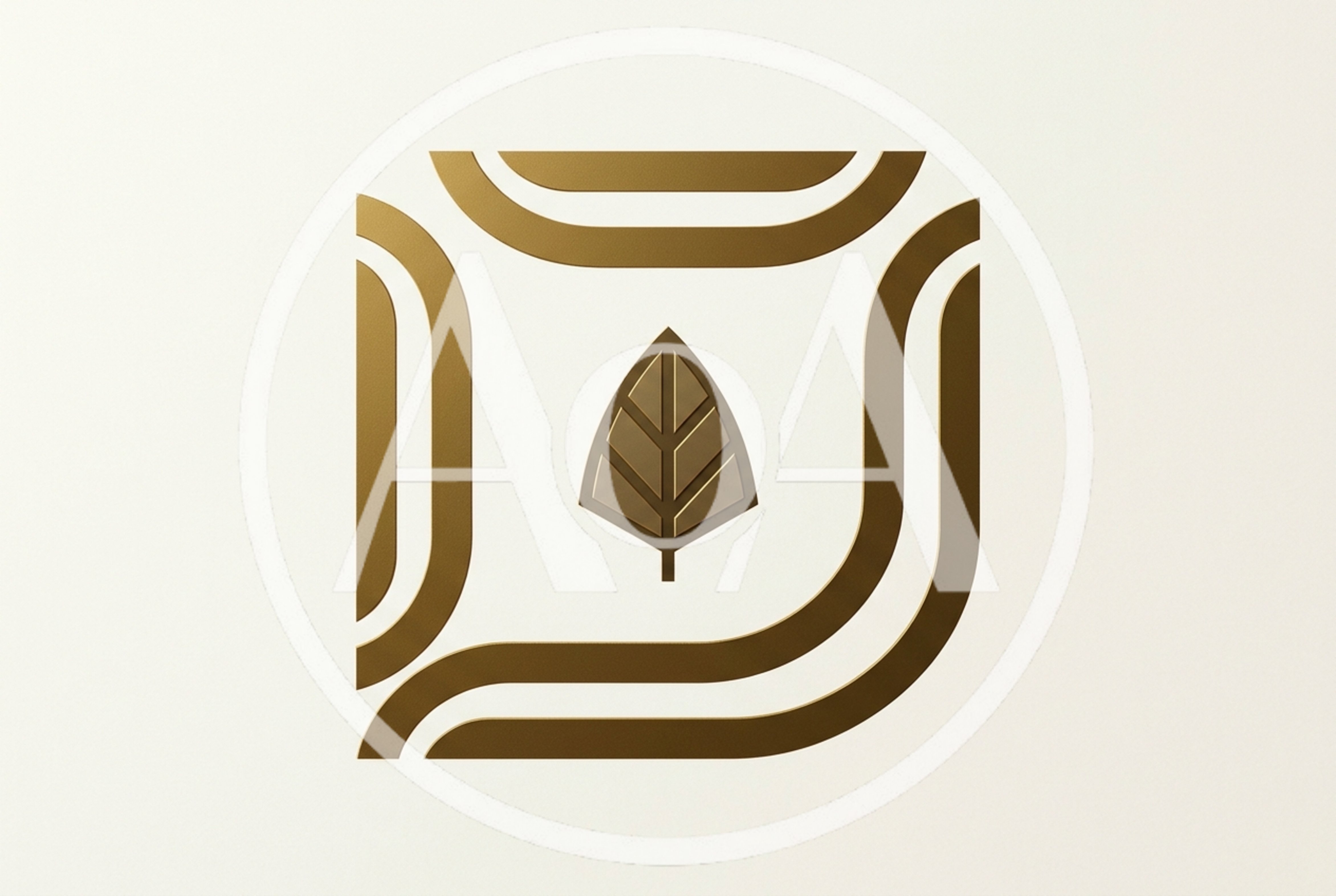 Minimalist Gold Leaf Logo Design On White Background