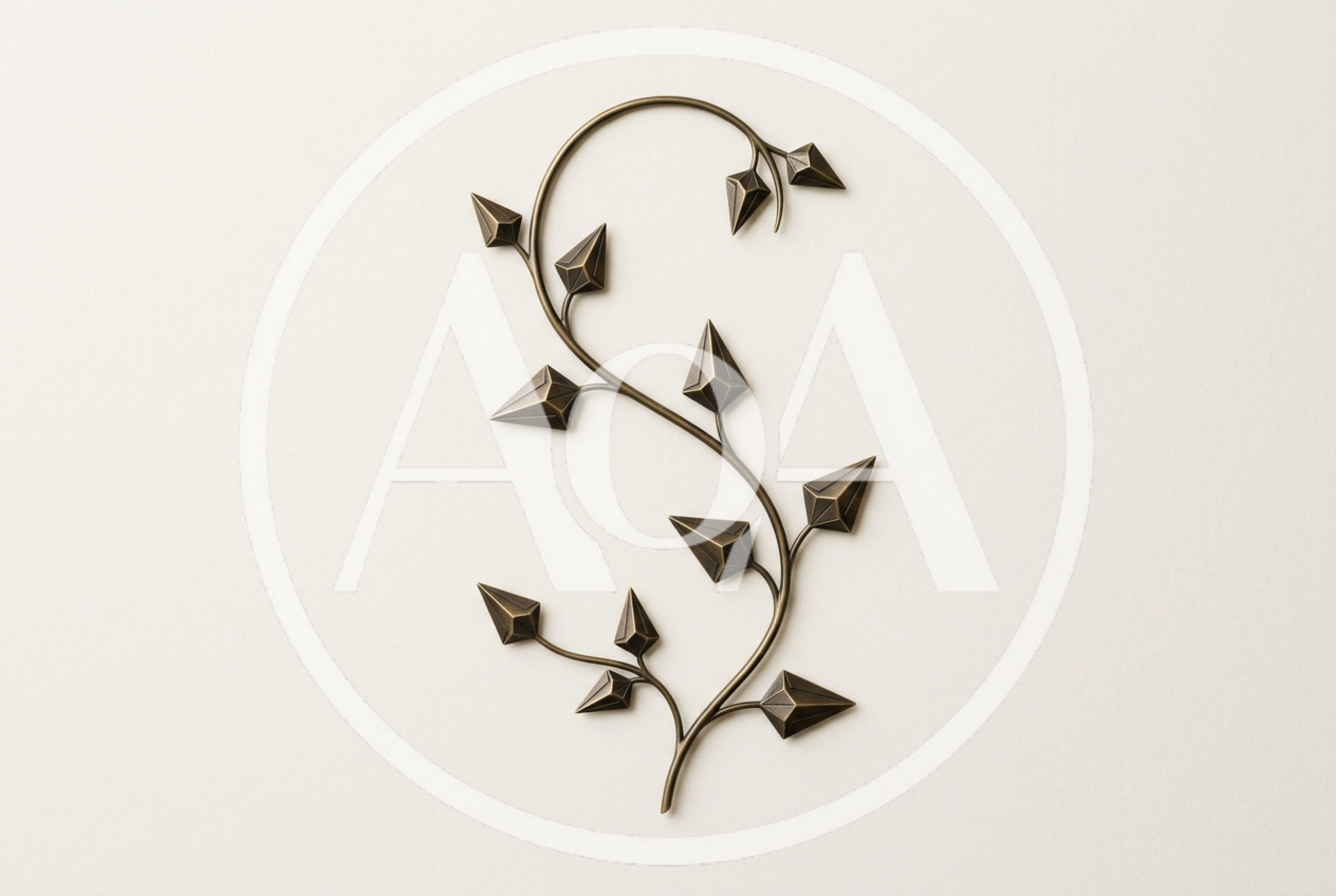 Minimalist Bronze Metal Vine Wall Art Sculpture
