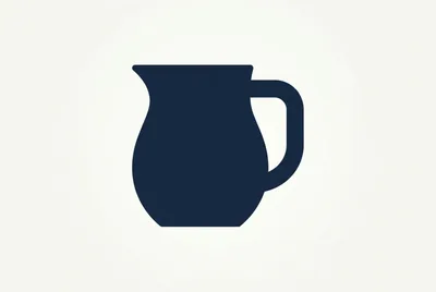 Minimalist Dark Blue Pitcher Icon On White Background