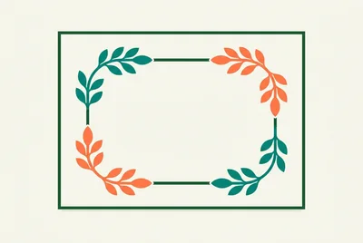 Minimalist Botanical Frame With Colorful Leaf Illustrations