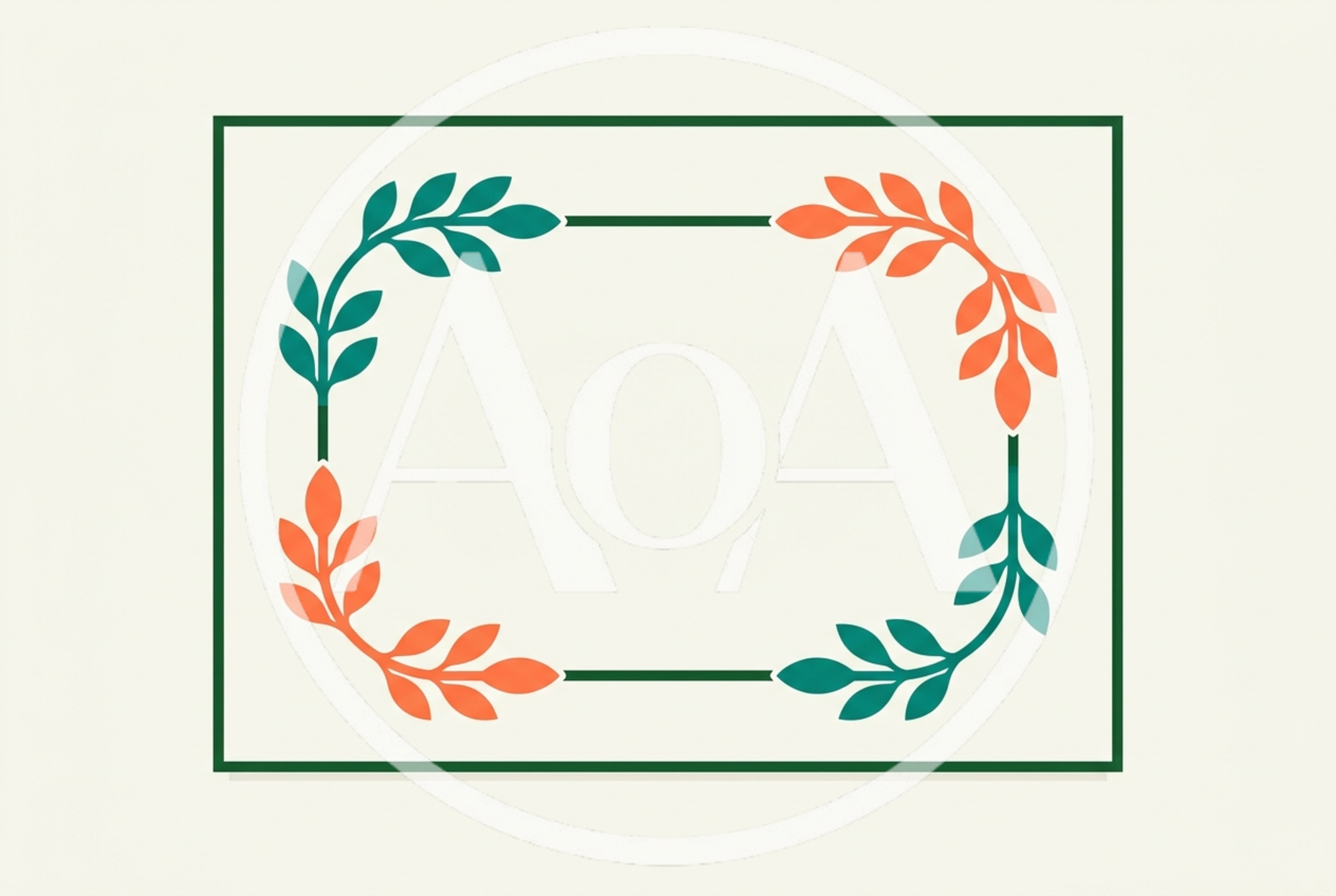 Minimalist Botanical Frame With Colorful Leaf Illustrations