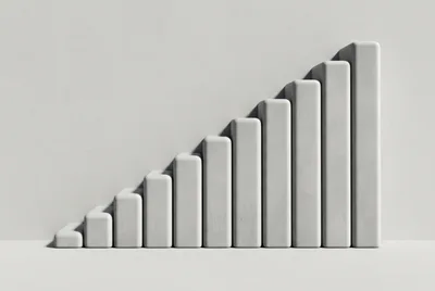Minimalist Concrete Bar Chart Rising Staircase