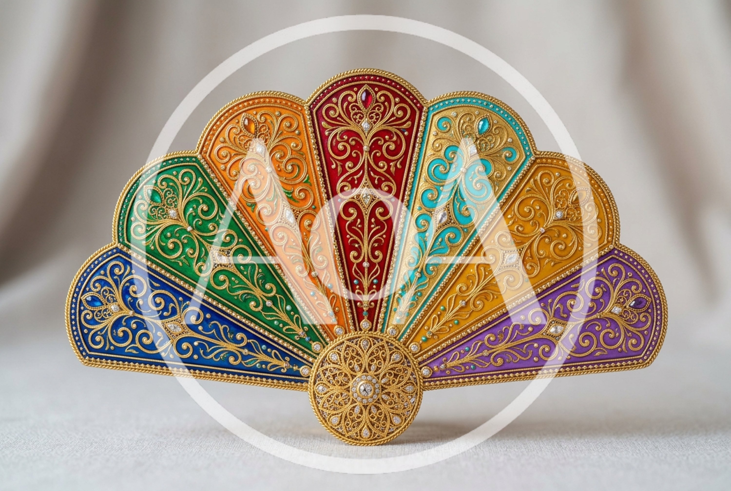 Ornate Decorative Hand Fan With Intricate Filigree Details