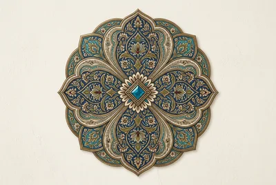 Intricate Persian Floral Mandala Wall Art