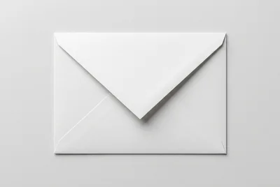 White Paper Envelope Mockup On Plain Background