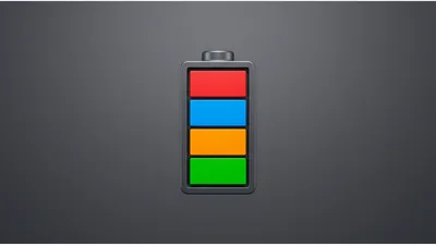 3D Battery Icon With Four Colored Charge Segments