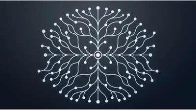Abstract Digital Network Tree With Glowing Nodes