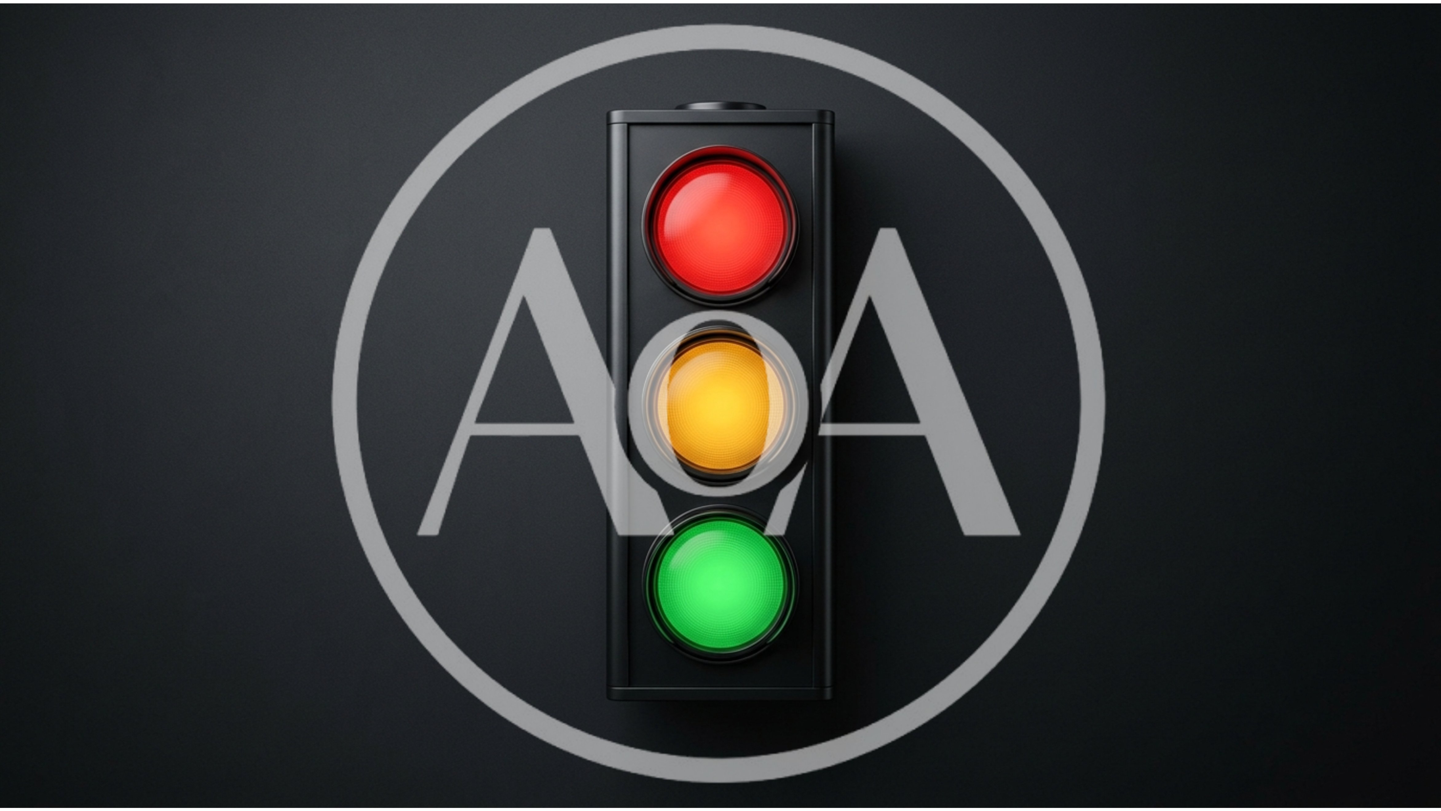 Illuminated Traffic Light Signal On Dark Background