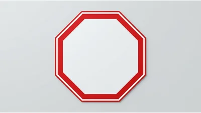 Blank Red And White Octagonal Traffic Sign