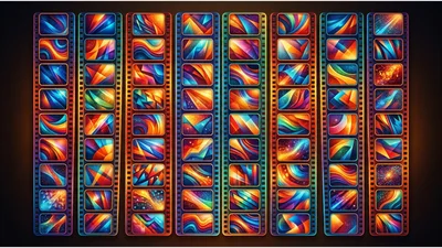 Abstract Colorful Film Strips With Vibrant Geometric Patterns