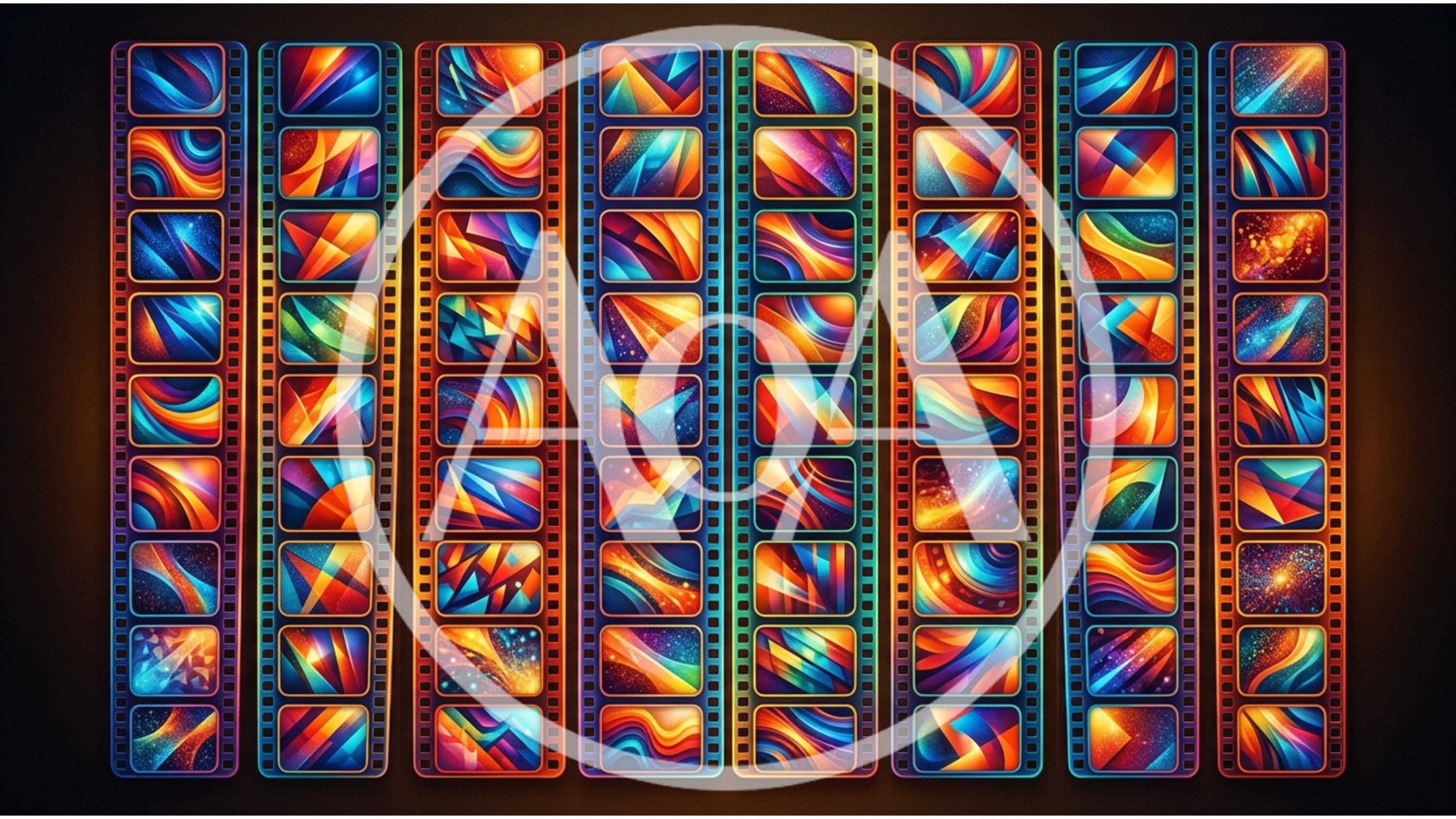 Abstract Colorful Film Strips With Vibrant Geometric Patterns
