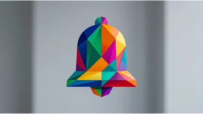Low Poly Geometric Bell Icon Illustration