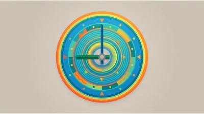 Abstract Colorful Clock Face With Geometric Patterns