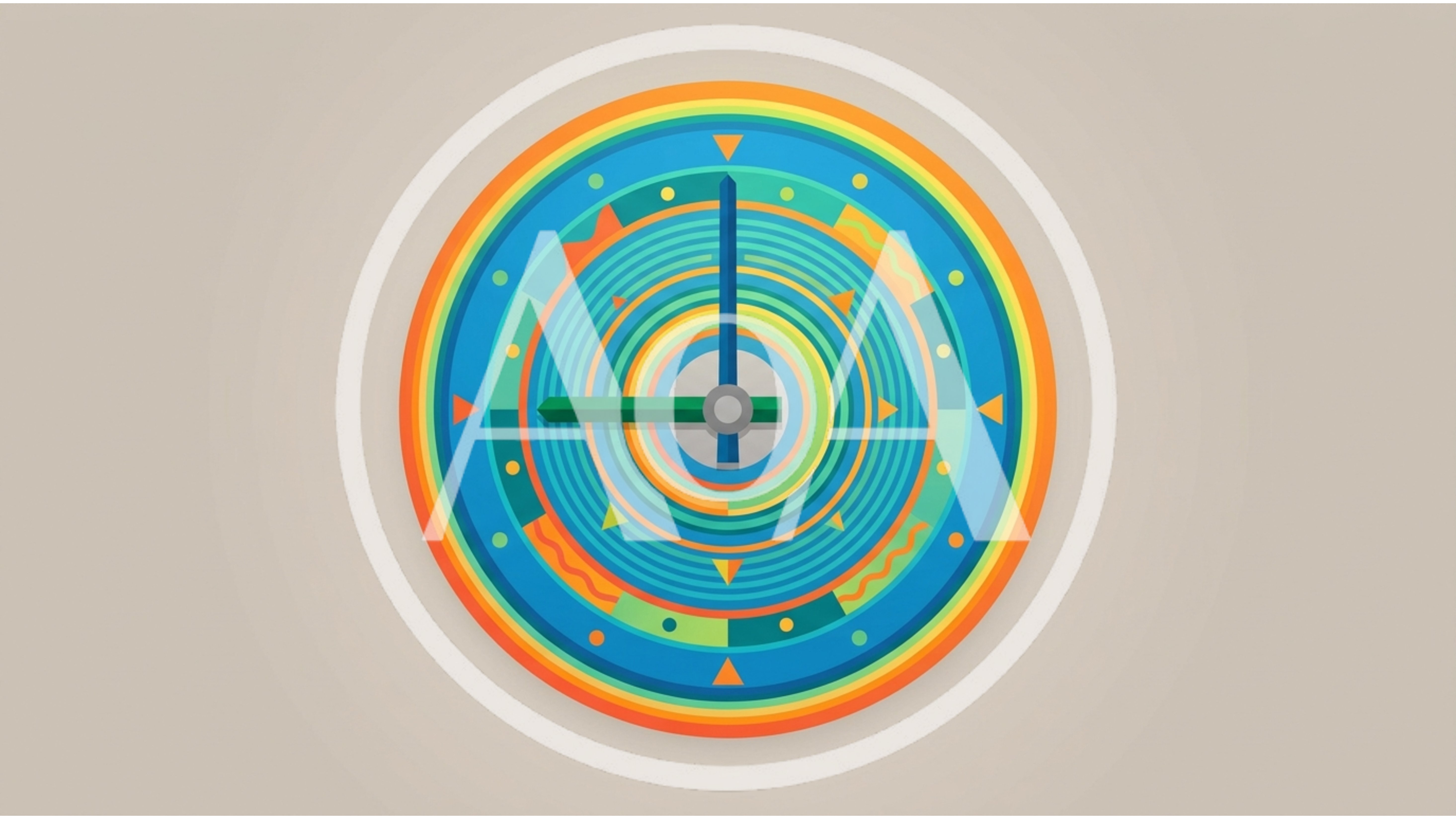 Abstract Colorful Clock Face With Geometric Patterns