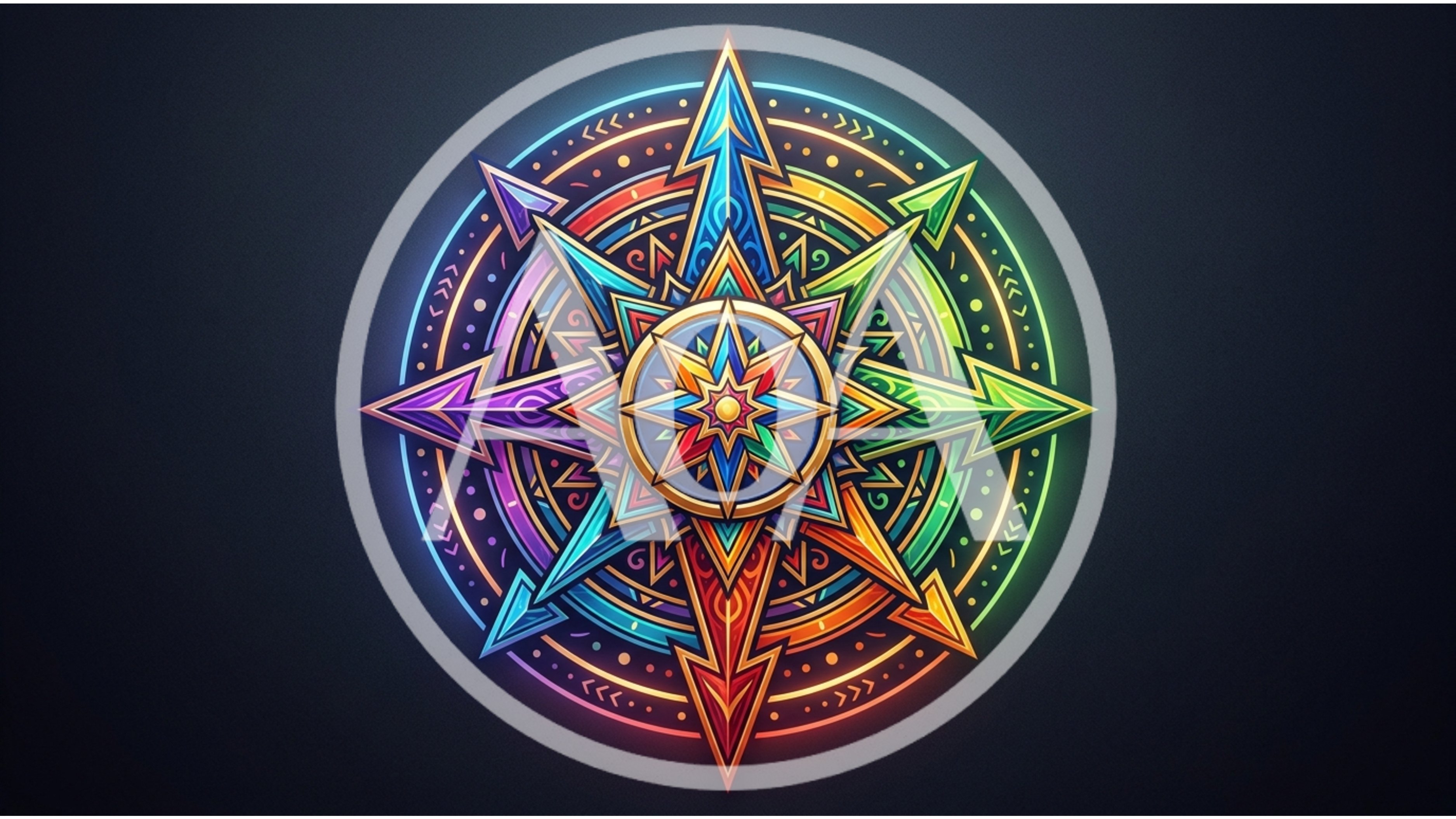Vibrant Multicolored Compass Rose Mandala Illustration